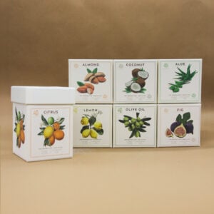 set box sapone solido linea classica alchimia soap: agrumi, limone, oliva, fico, aloe, cocco, mandorla