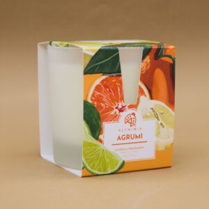 candela profumata agli agrumi dalla linea casa di alchimia soap