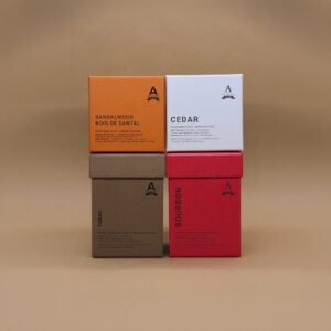 box di saponi solidi della linea uomo di alchimia soap, varie profumazioni (tobacco. sandalwood, cedar, bourbon)